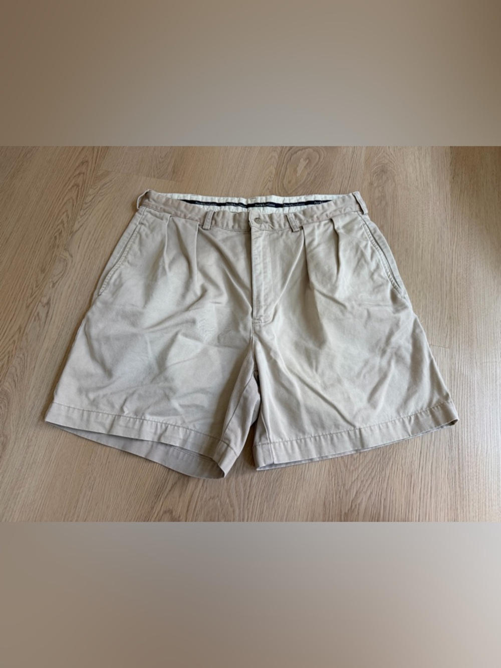 Polo Ralph Lauren Andrew Shorts Mens Size 34 Pleated Classic Chino Beige